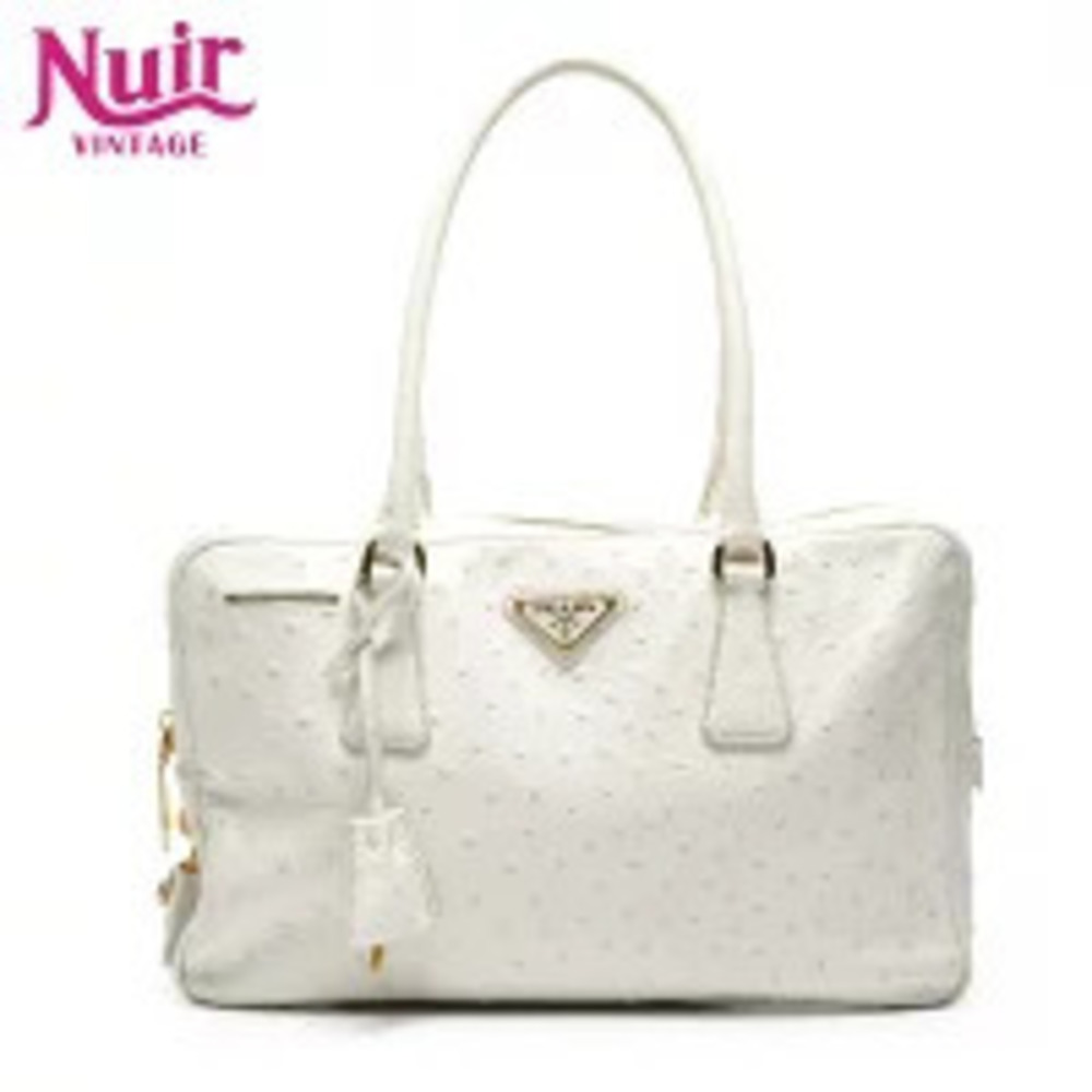 Prada Ostrich Handbag White - Picture 1 of 11